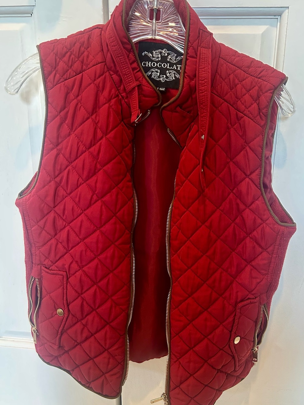 Chocolate Quilted Crimson Red Women's Vest